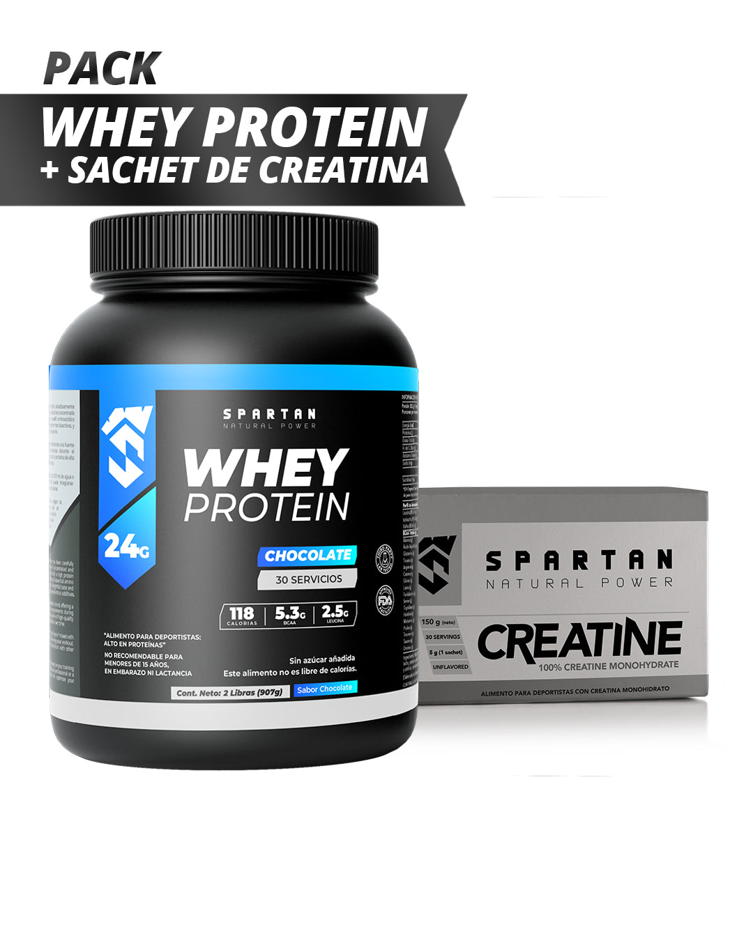 Pack Proteína Whey + Creatina Sachet Spartan Natural Power
