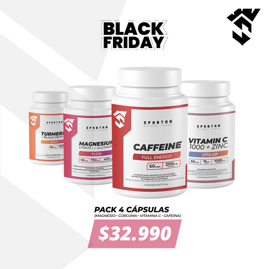 PACK CÁPSULAS CAFEÍNA + MAGNESIO + CÚRCUMA + VITAMINA C