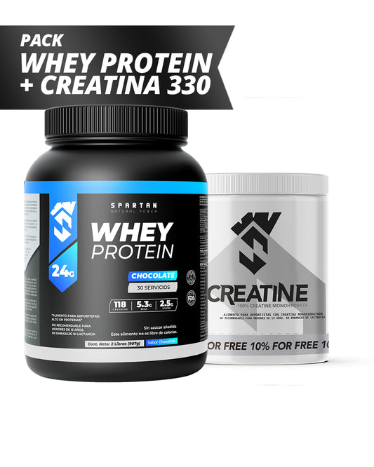 Pack Proteína Whey + Creatina Spartan Natural Power 330 g